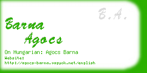 barna agocs business card